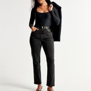 Abercrombie & Fitch Mixed fabric ankle straight Jean